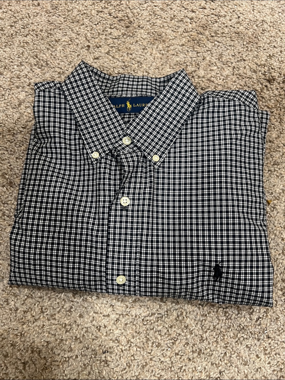 Ralph Lauren Black and White Mini Check Button-Down Shirt